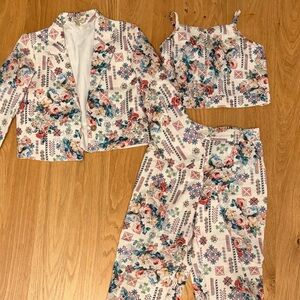 Tiny Baby Apparel 3-Piece Floral Outfit Set Toddler Girls Size 2T Blazer Pants